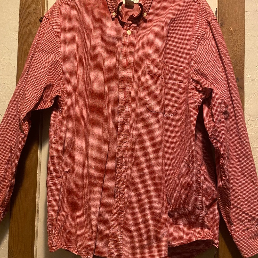Eddie Bauer Men's Red Plaid Button Down Shirt
